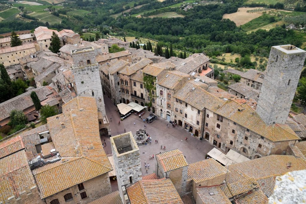 Veduta aerea della città di San Gimignano in Italia